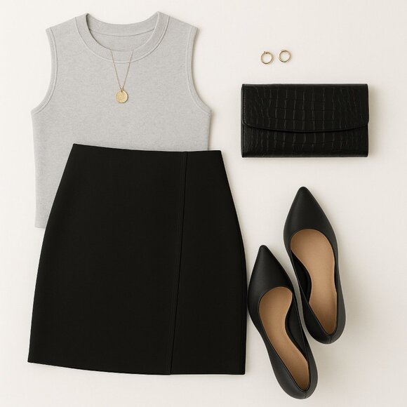 Sam Edelman Skirt Gray Ponte Knit Asymmetric Mini Modern Minimalist Women’s 4 - Picture 2 of 9